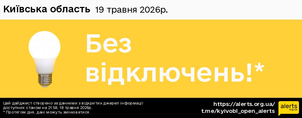 Київська область / 19.05.2026 - Графік відключення світла на всі групи
