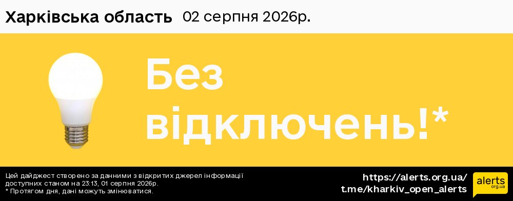 Харківська область / 02.08.2026 - Графік відключення світла на всі групи